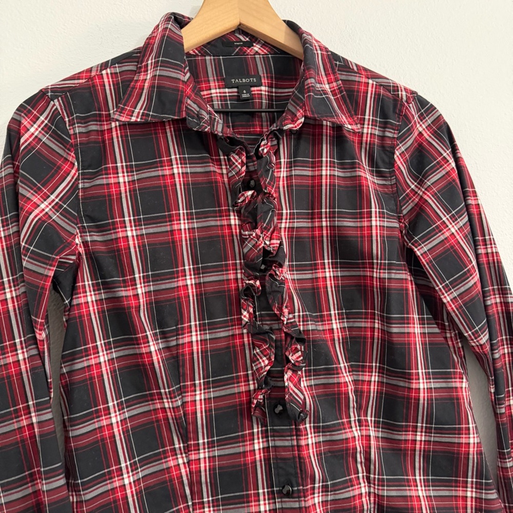 Talbots - Plaid Stretch Button Down - image 2